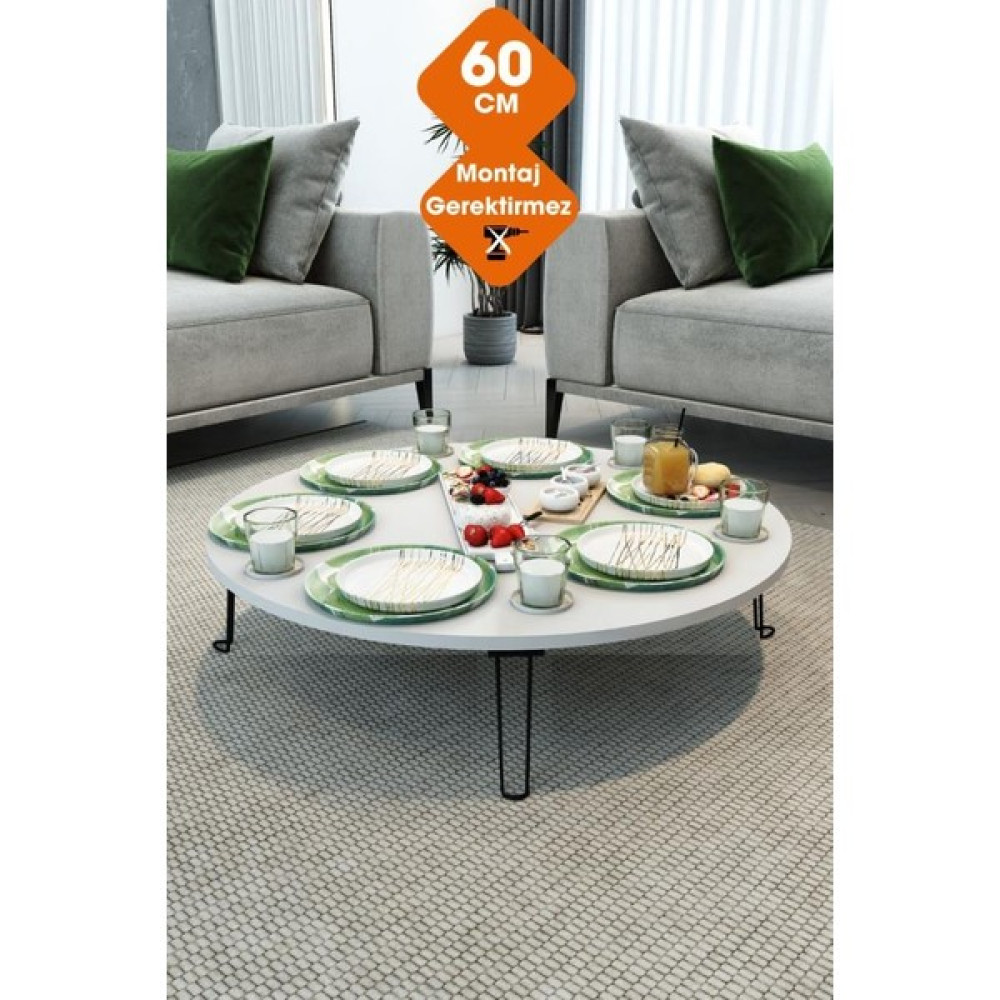 Katlanır Yer Sofrası, Metal Ayaklı Yer Sofrası, Hamur Açma Sunum Masası 60 cm Yemek & Mutfak Masası Fiyatı