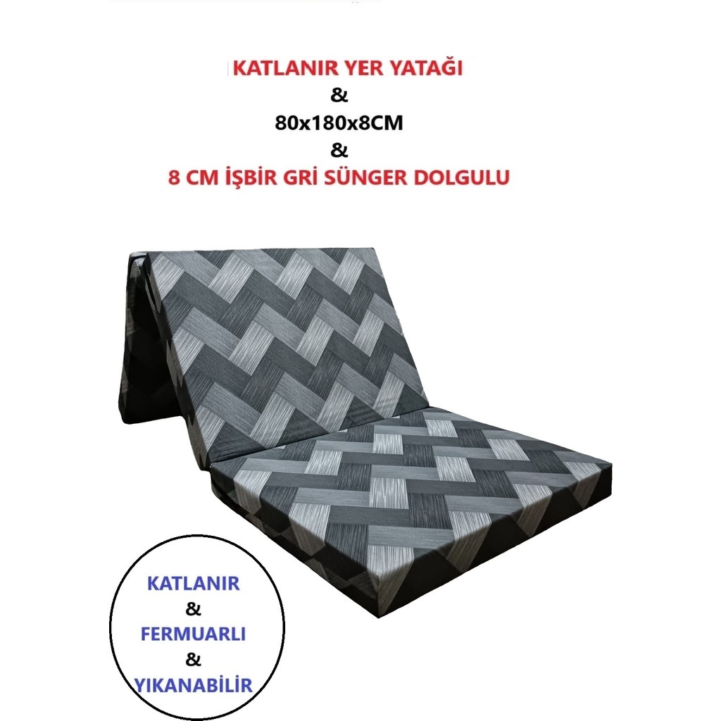 Katlanır Yer Yatağı Tek Kişilik Sünger Katlanır Yatak 80X180 cm 8 cm Gri Kalın Sünger Gri - 80 X 180 X 8 CM SSD / Solid State Drive Fiyatı