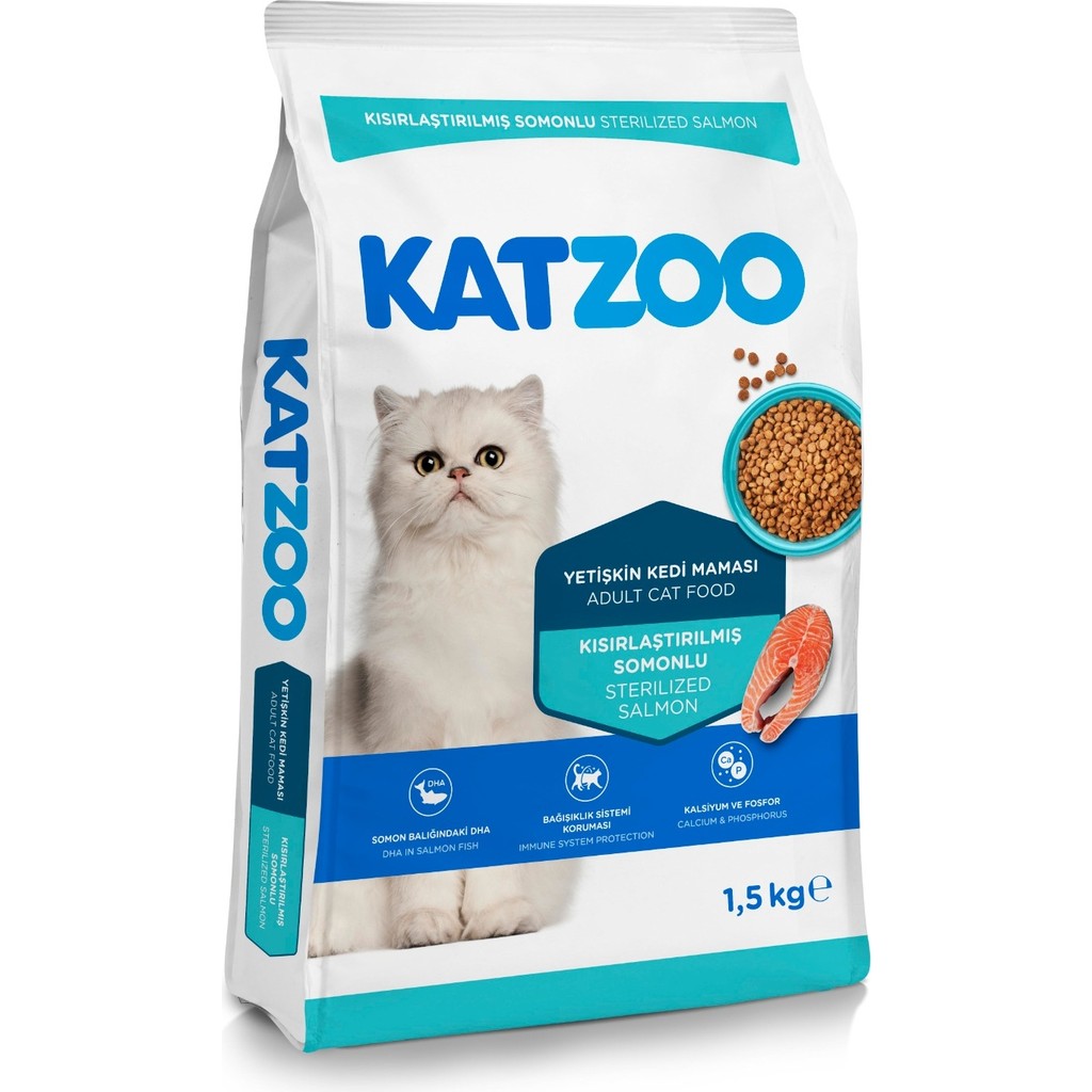 Katzoo Kısırlaştırılmış Yetişkin Kedi Kuru Maması 1,5 Kg | Somonlu Evcil Hayvan Ürünleri Fiyatı