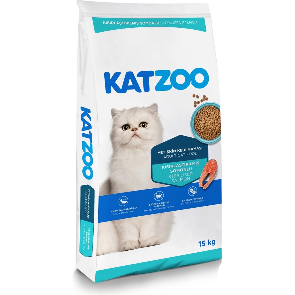Katzoo Kısırlaştırılmış Yetişkin Kedi Kuru Maması 15 kg Somonlu Premium Kalite Evcil Hayvan Ürünleri Fiyatı