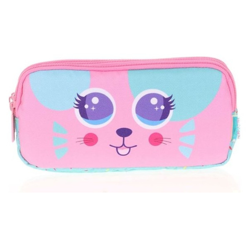 Kaukko Kids&love 3 Bölmeli Cute Face Cat Kalem Çantası L8118 Kalemlik (Kalem Kutusu) Fiyatı