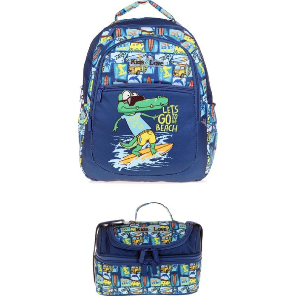 Kaukko Kids&love Fast Crocodile Okul Çantası ve Beslenme Çantası 2li Set Okul Çantası Fiyatı