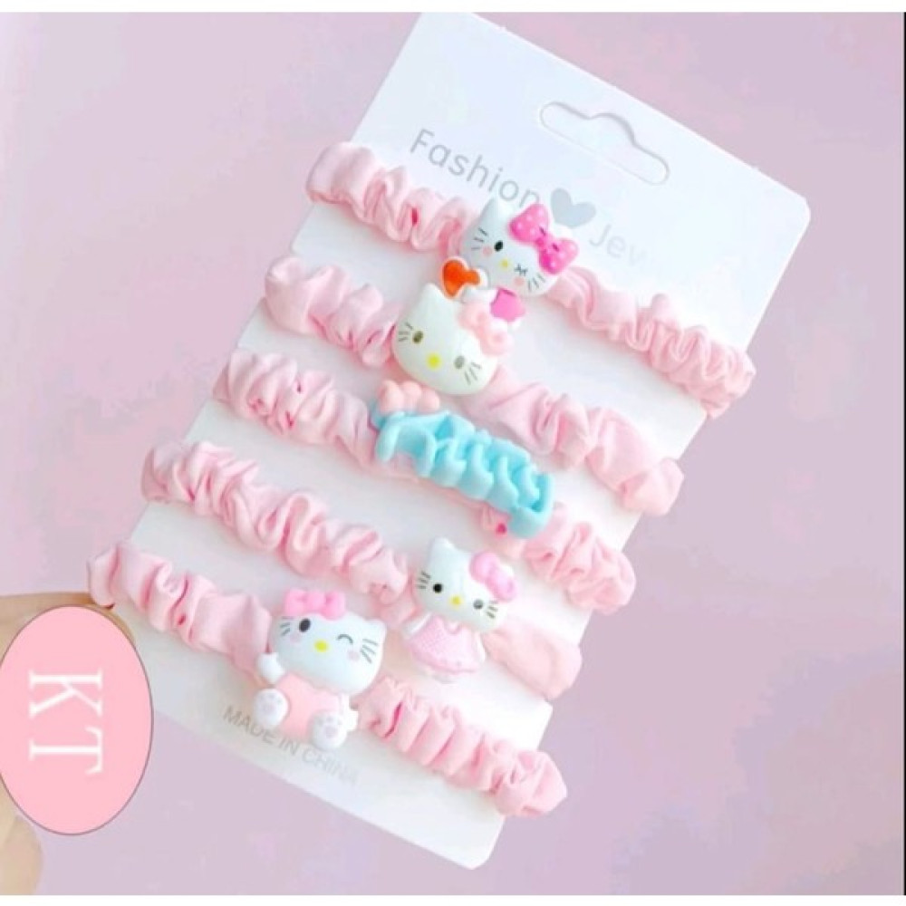 Kawaii Kore Sanrio 5 Li Saç Lastik Toka Hello Kitty Kuromi Cinnamoroll My Melodi Pompompurin Pochacco Pembe Kız Çocuk Kadın Toka, Taç & Saç Bandı Fiyatı