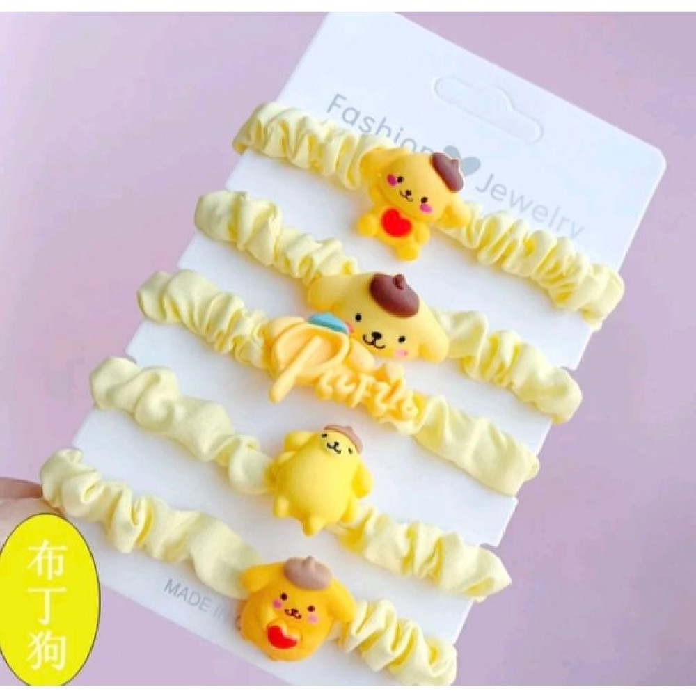 Kawaii Kore Sanrio 5 Li Saç Lastik Toka Hello Kitty Kuromi Cinnamoroll My Melodi Pompompurin Pochacco Sarı Kız Çocuk Kadın Toka, Taç & Saç Bandı Fiyatı