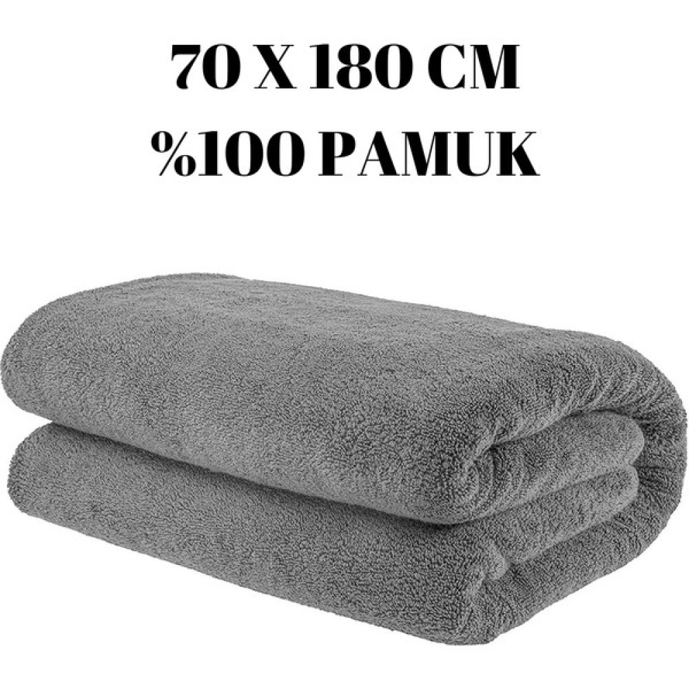 KAYABEY HOME Gri 70X180 cm Şezlong Havlusu - Otel, Plaj ve Banyo Için Su Emici Pamuk Havlu - 70 x 180 cm Plaj Havlusu Fiyatı