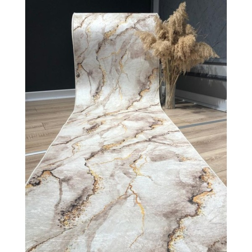 Kayahan Ev Jel Kaymaz Taban Yıkanabilir Yumuşak Yüzey Kesme Halı Yolluk Gold-Krem - 100 x 175 cm - Renkli Yolluk Fiyatı