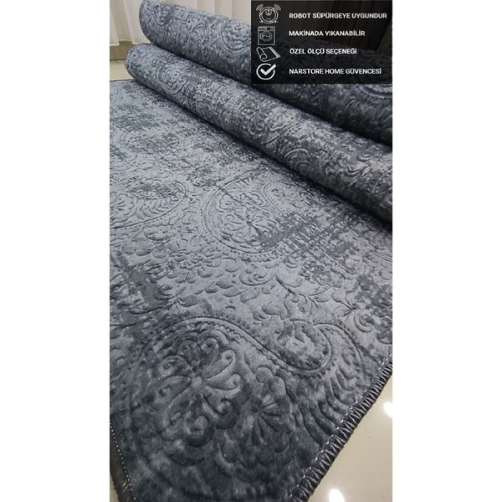 Kaymaz Taban Kesme Halı Yolluk Nevra Asos Antrasit - Gri - 200 x 300 cm Yolluk Fiyatı