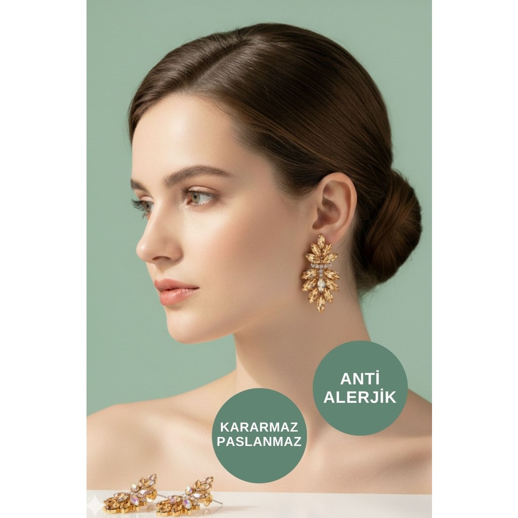 Kayoubi Kadın Antialerjik Kararmaz Suya Dayanıklı Günlük Gece Abiye Düğün Için Büyük Yaprak Gold Çelik Küpe - 4 mm - Altın - Gümüş - Bakır Giyim & İç Giyim Fiyatı
