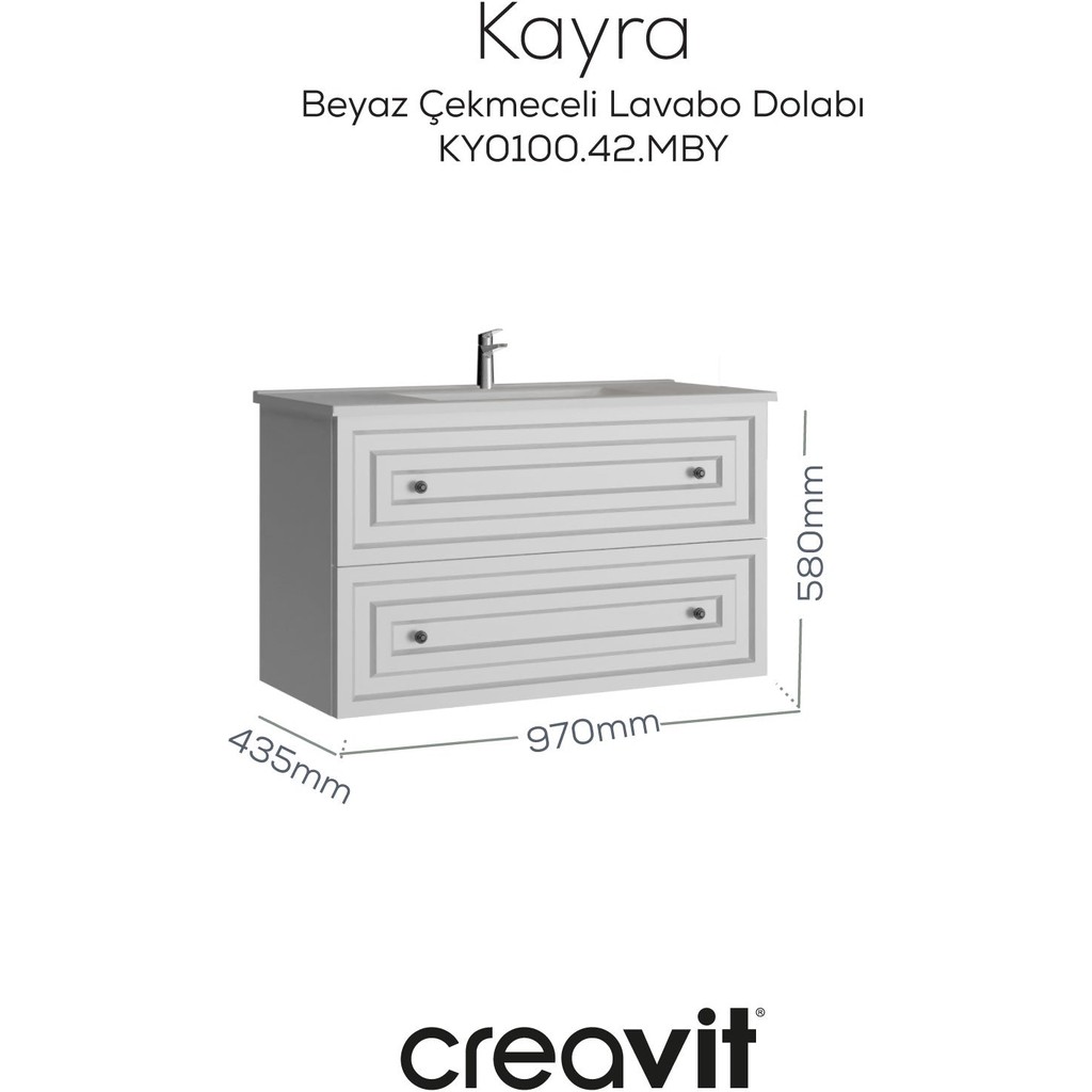 Kayra Mat Beyaz Lavabo Dolabı Çekmeceli 100CM SSD / Solid State Drive Fiyatı