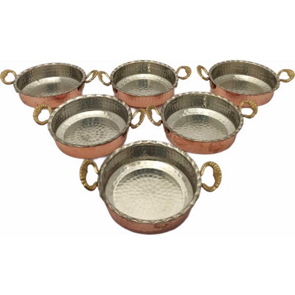 Kayseri Bakırcılık Kahvaltılık Tabak Tava Model Mini 6'lı Set Kırmızı Kahvaltı Takımı Fiyatı