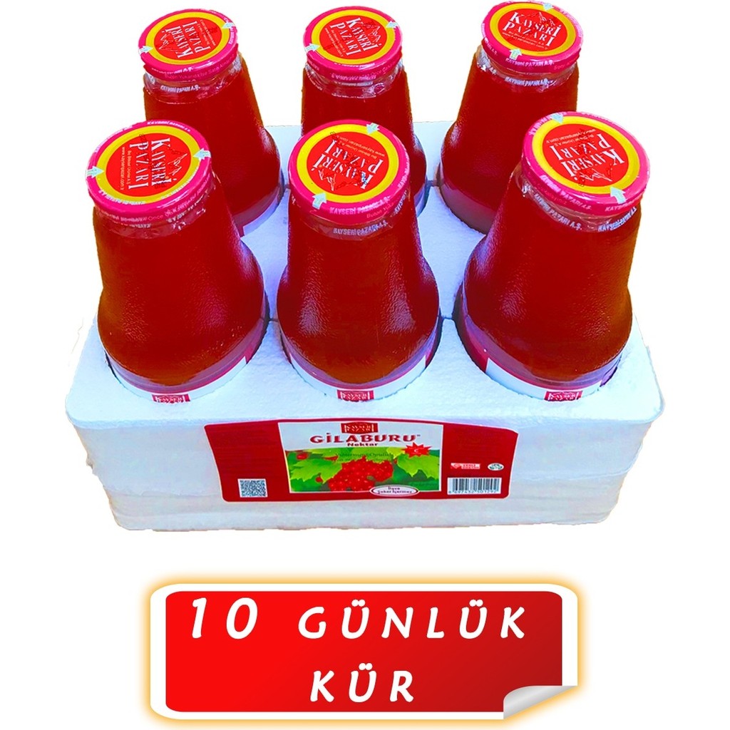 Kayseri Pazarı Gilaburu Suyu Nektarı 10 Gün Kullanım 6 Adet Cam Şişe Şeker Ilavesiz - 8 kg Diğer Fiyatı