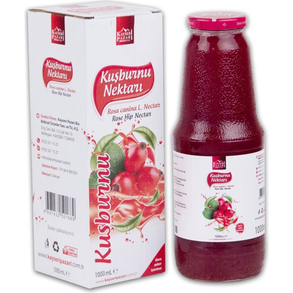Kayseri Pazarı Kuşburnu Nektarı 1000 ml Cam Şişe - 1 lt Diğer Fiyatı
