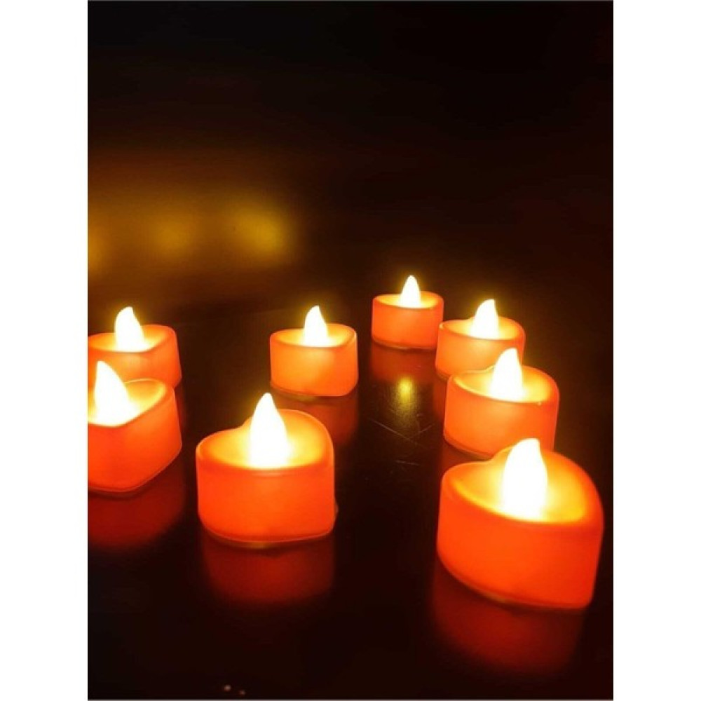 Kazım Alıç Ledli Mum Kalpli Mum Tealight Mum LED Işıklı Dumansız Pilli Kalpli LED Mum 10 Adet - Renkli Dekoratif Mum Fiyatı