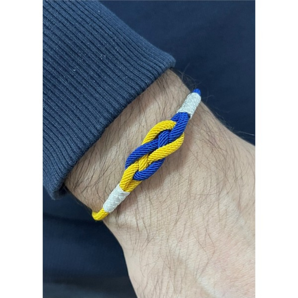 Kazzaze Sarı Lacivert F.b. Sonsuzluk Gümüş Kazaziye Taraftar Bilekliği - 19 cm Saat ve Bileklik Aksesuarı Fiyatı