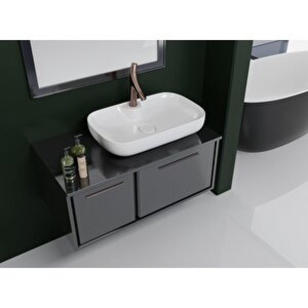 KB Banyo Ametist 14090 A 90 Alt Modul Parlak Siyah Banyo Dolabı / Mobilyası Fiyatı