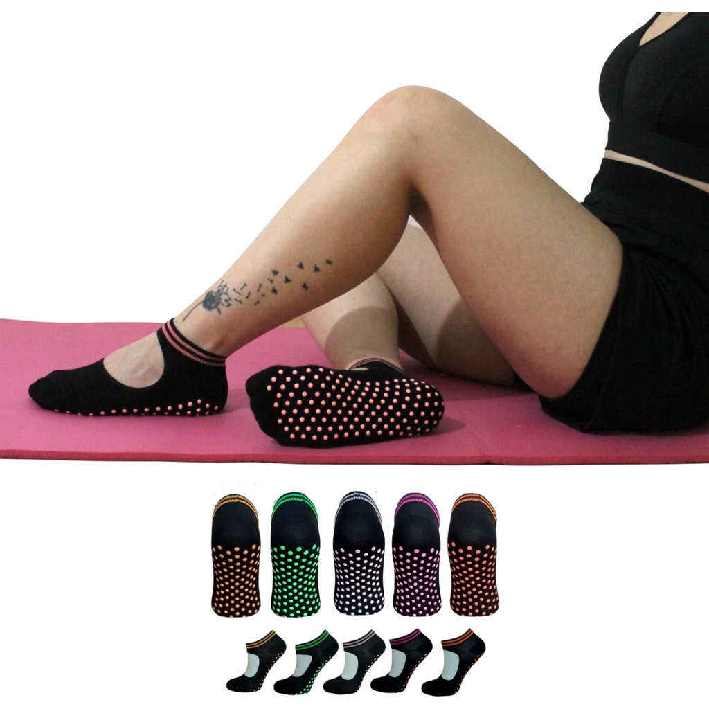 KBS 5 Çift Pamuklu Renkli Kaymaz Taban Silikon Baskılı Yoga Fitness Pilates Ve Aktivite Kadın Çorabı - Karışık-Çok Renkli - 36 - 40 Çorap (Outdoor) Fiyatı