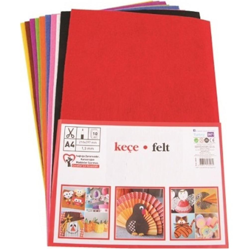 Keçe 20x30 cm 10 Renk Yapışkanlı Yardımcı Malzeme Fiyatı