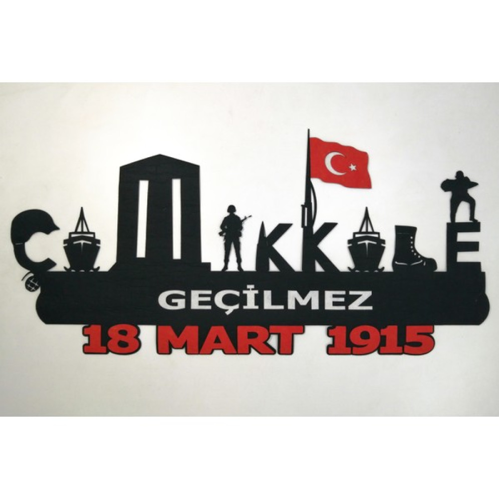 Keçeli Dünyam Çanakkale Panosu, Çanakkale Geçilmez (Keçe Eğitim Materyali) - Beyaz - Siyah - Kırmızı - Keçe Eğitim Materyali - 100x47 cm Pano Fiyatı