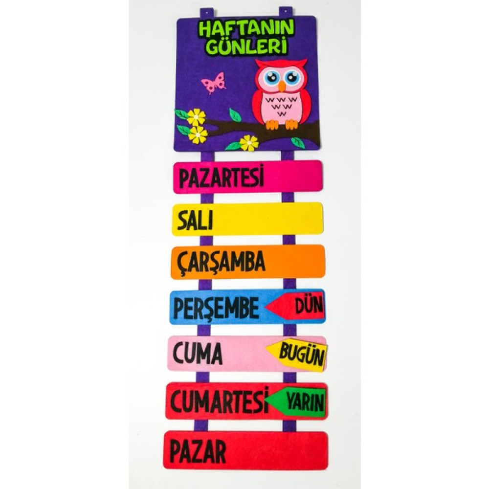 Keçeli Dünyam Haftanın Günleri (Keçe Eğitim Materyali) - Mor - Keçe Eğitim Materyali - 92 x 30 cm Pano Fiyatı