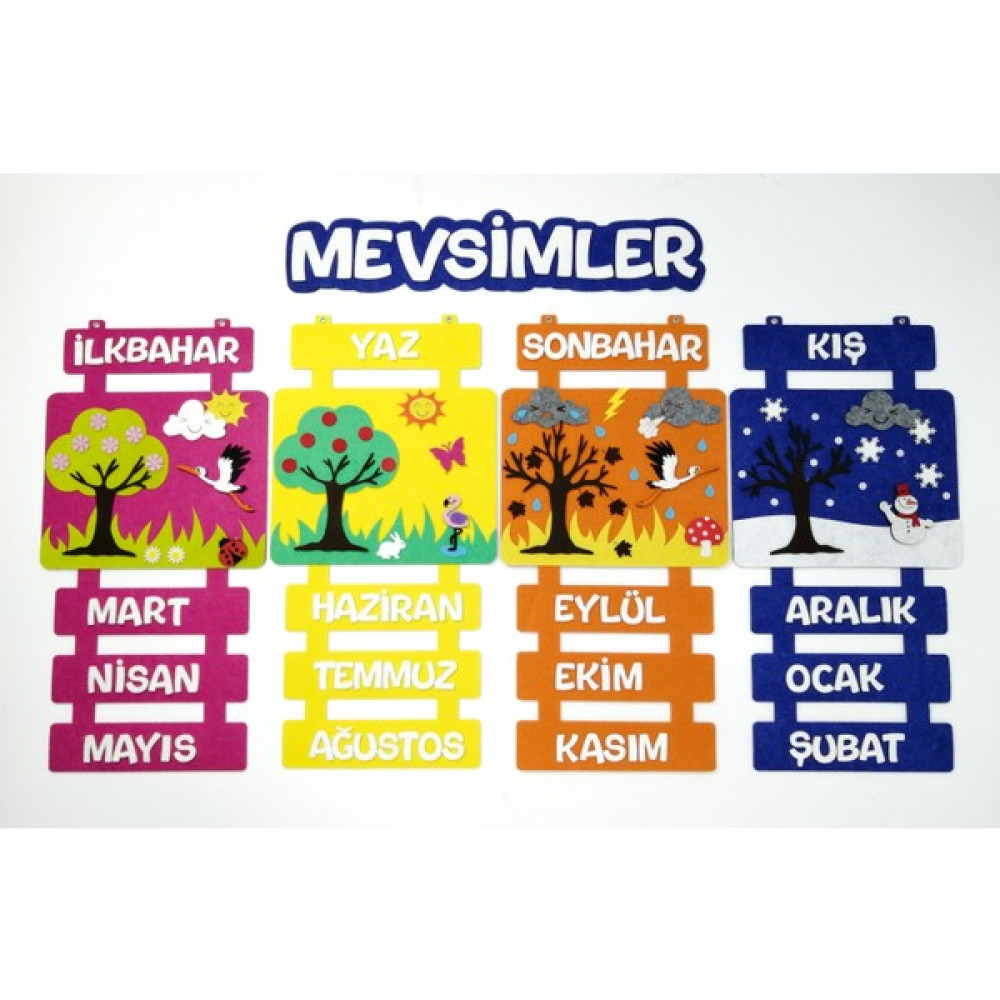 Keçeli Dünyam Mevsim Şeridi Kare Zeminli (Keçe Eğitim Materyali) Okul Malzemeleri Fiyatı