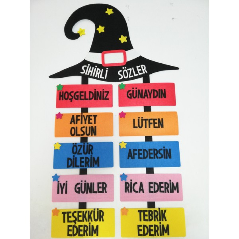 Keçeli Dünyam Sihirli Sözler (Keçe Eğitim Materyali) - Renkli - Keçe Eğitim Materyali - 57 cm x 100 cm Pano Fiyatı