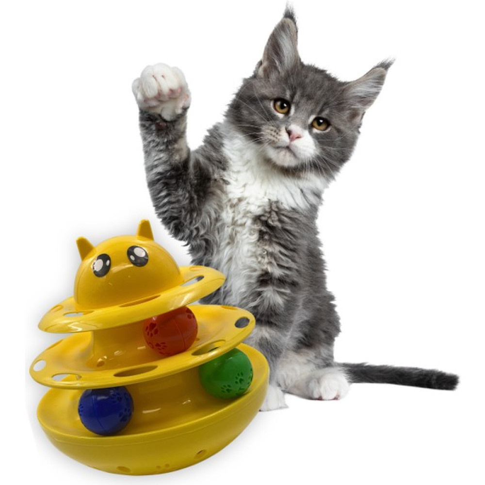 Kedi 3 Katlı Top Döndürme Oyuncağı Mama Saklamalı Interaktif Hacıyatmaz Kedi Kulesi Evcil Hayvan Ürünleri Fiyatı