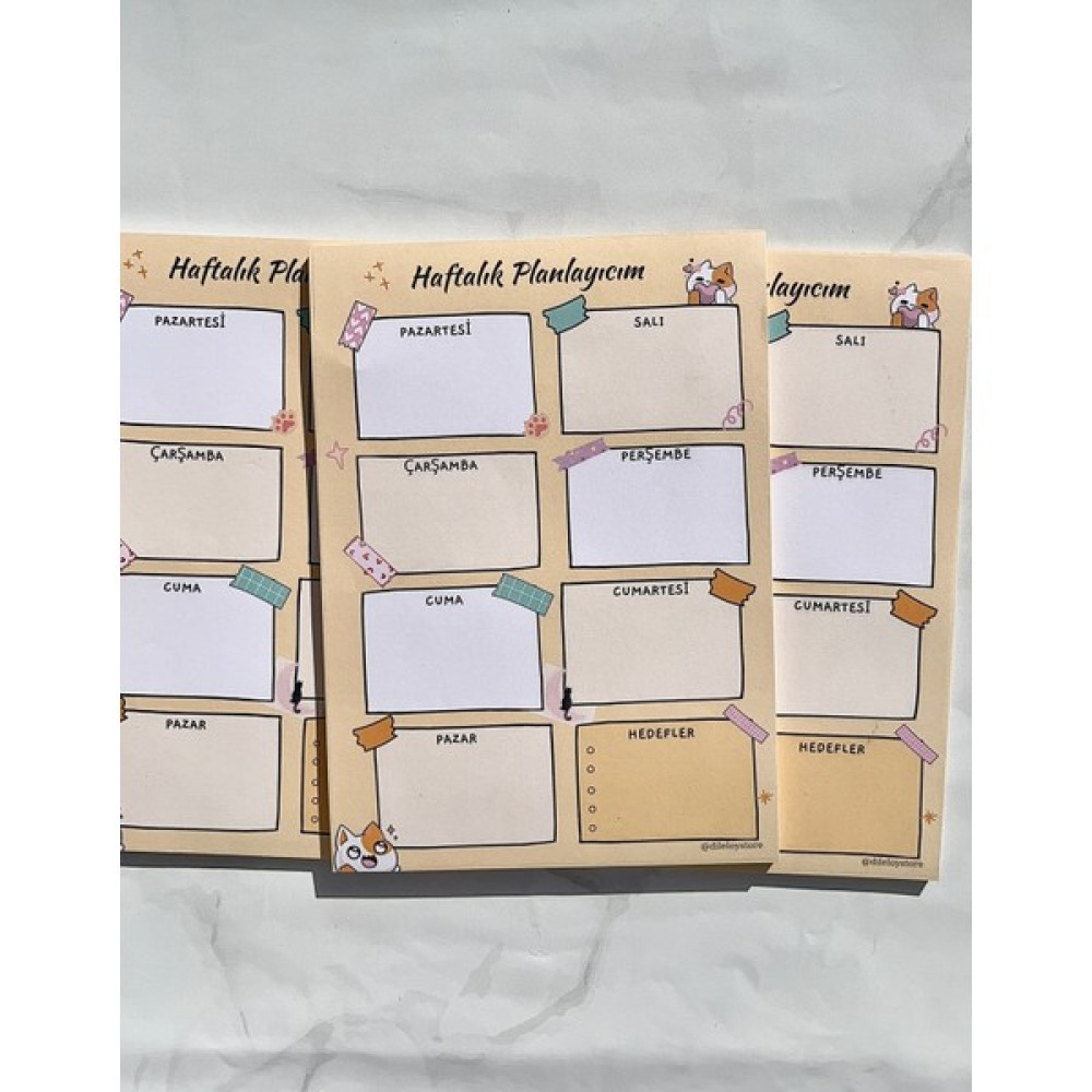 Kedi Detaylı Haftalık Planlayıcı , Bloknot Defter (A5 , 15X21) Not Defteri & Bloknot Fiyatı