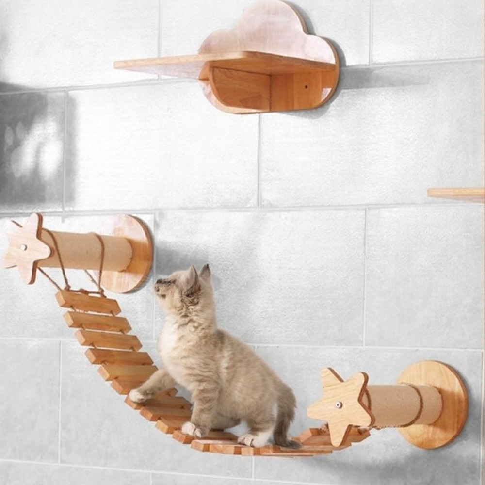 Kedi duvar parkuru, Kedi duvar köprüsü, Kedi duvar yatağı, Kedi Duvar Rafı, 4 parça muhteşem set , Bushop Yıldız Serisi Evcil Hayvan Ürünleri Fiyatı