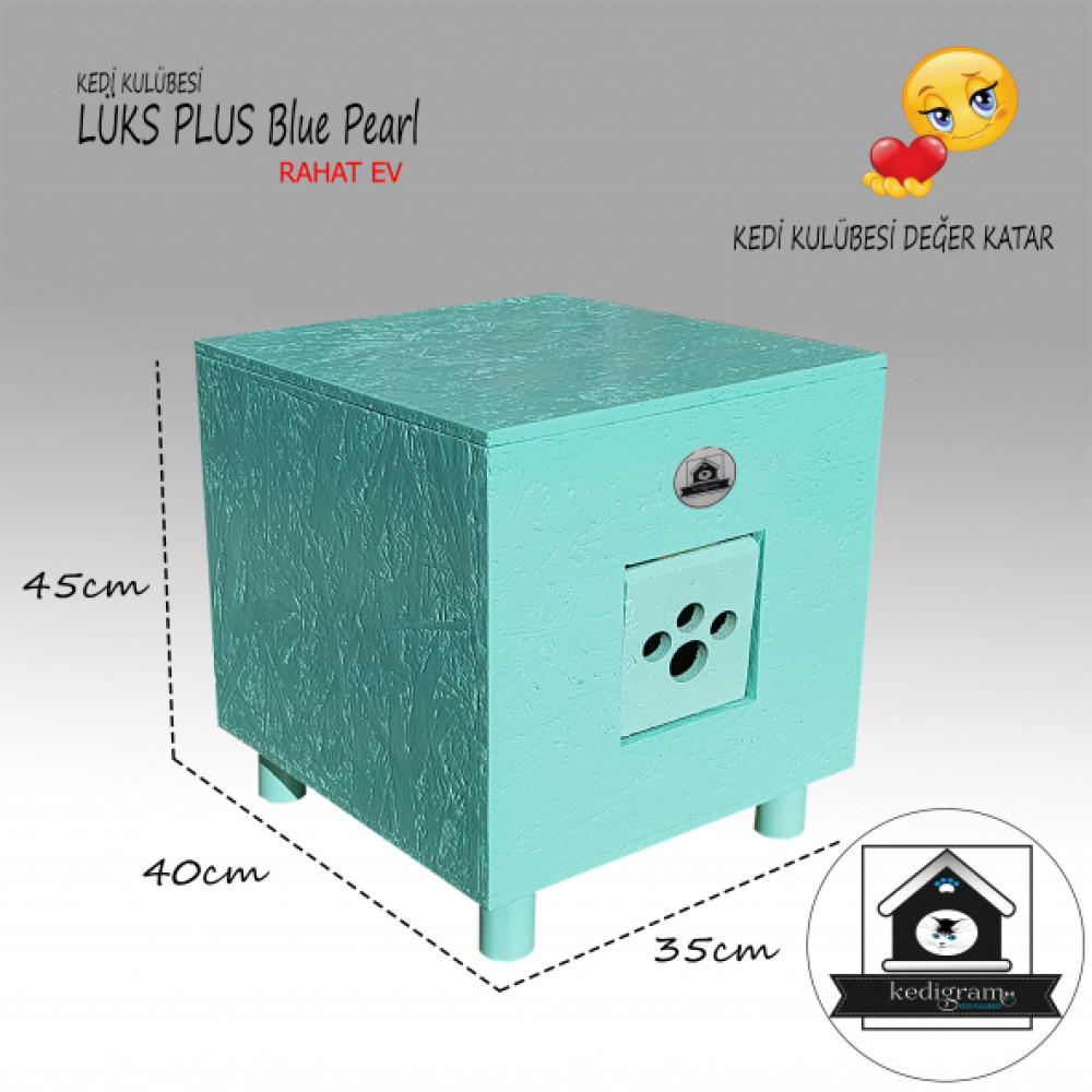 Kedi Evi - Kedi Kulubesi Luks Blue Pearl Plus - Yagli Boyali Evcil Hayvan Ürünleri Fiyatı