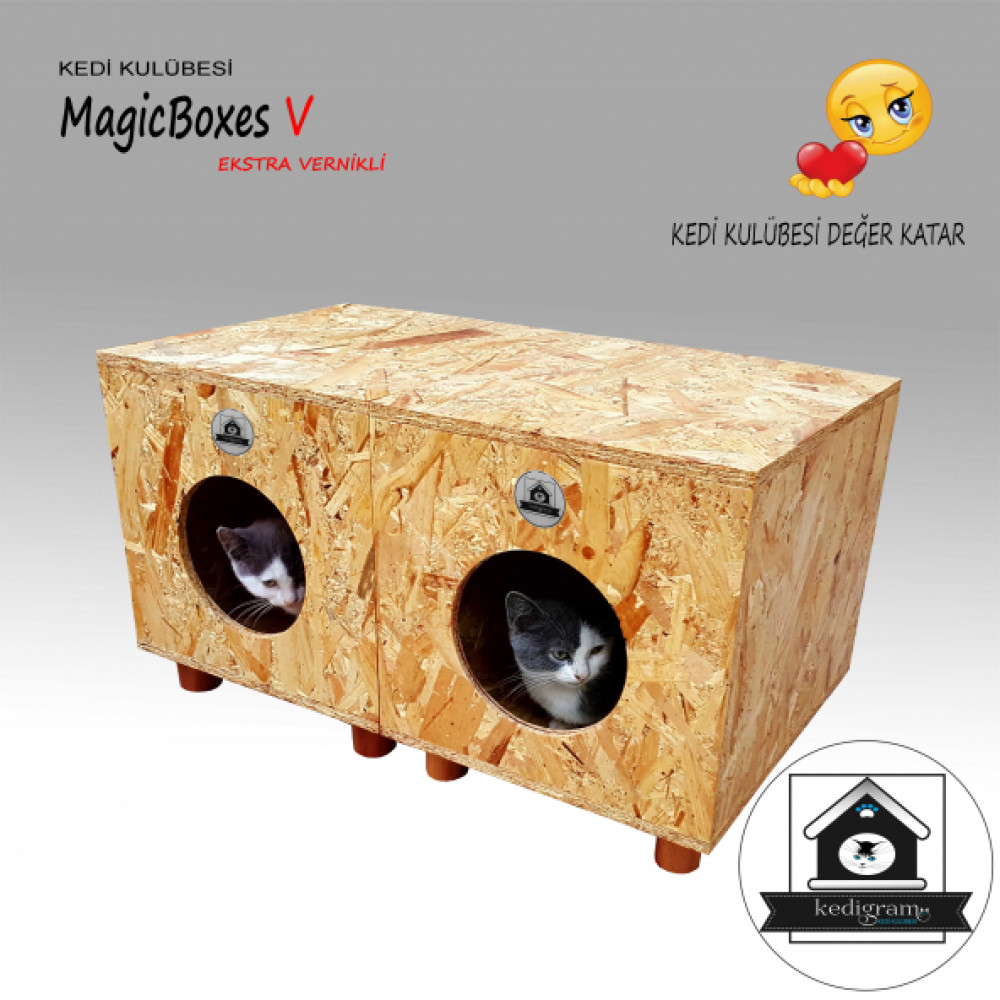 Kedi Evi - Kedi Kulubesi Magicboxes 2'Li Ekstra Vernıklı Evcil Hayvan Ürünleri Fiyatı