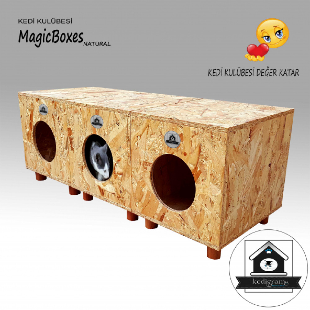 Kedi Evi - Kedi Kulubesi Magicboxes 3'Lu Natural Evcil Hayvan Ürünleri Fiyatı