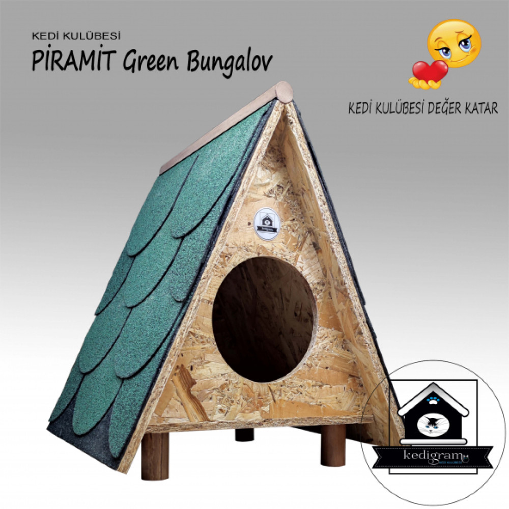 Kedi Evi - Kedi Kulubesi Piramit Vılla Greenroof Evcil Hayvan Ürünleri Fiyatı