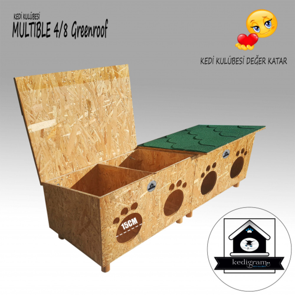 Kedi Evi - Kedi Kulubesi Profesyonel Multible Greenroof 4/8 Evcil Hayvan Ürünleri Fiyatı