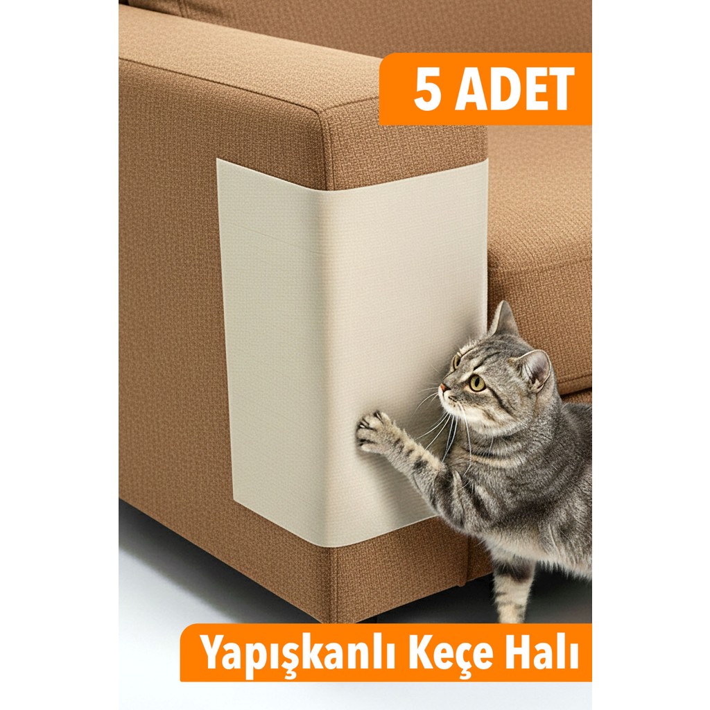 Kedi Koltuk Tırmalama Koruyucu Keçe Halı 40X50CM Bej Yapışkanlı Mobilya Tırmalama Önleyici Koruma Halısı - 5 ADET Evcil Hayvan Ürünleri Fiyatı