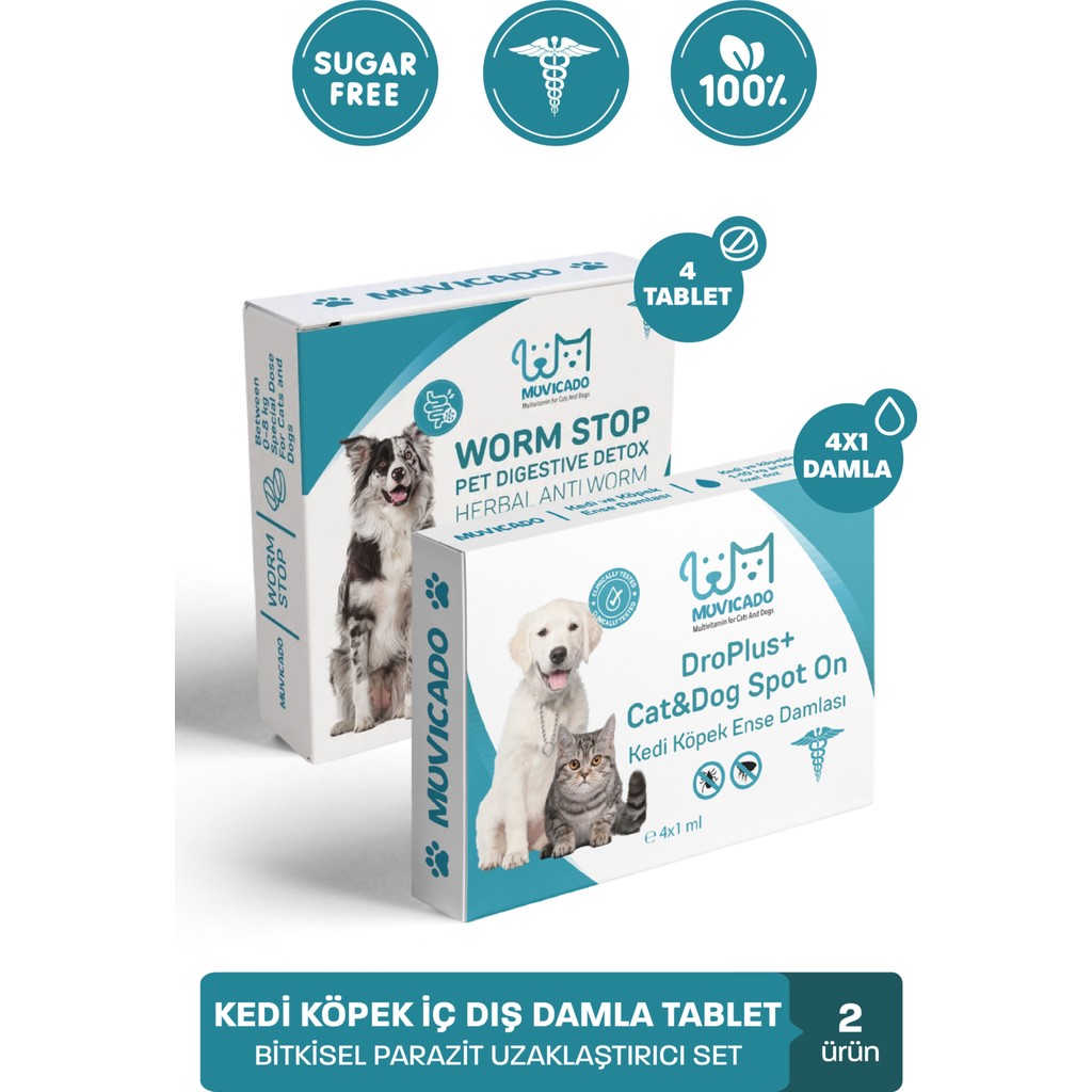 Kedi Köpek İç Dış Parazit Damlası ve Tableti Seti - Parazit Uzaklaştırıcı Bitkisel Damla - Ödül Tablet Seti - Bit Pire Giderici Damla ( 4 İç Parazi... Tablet Kılıfı Fiyatı