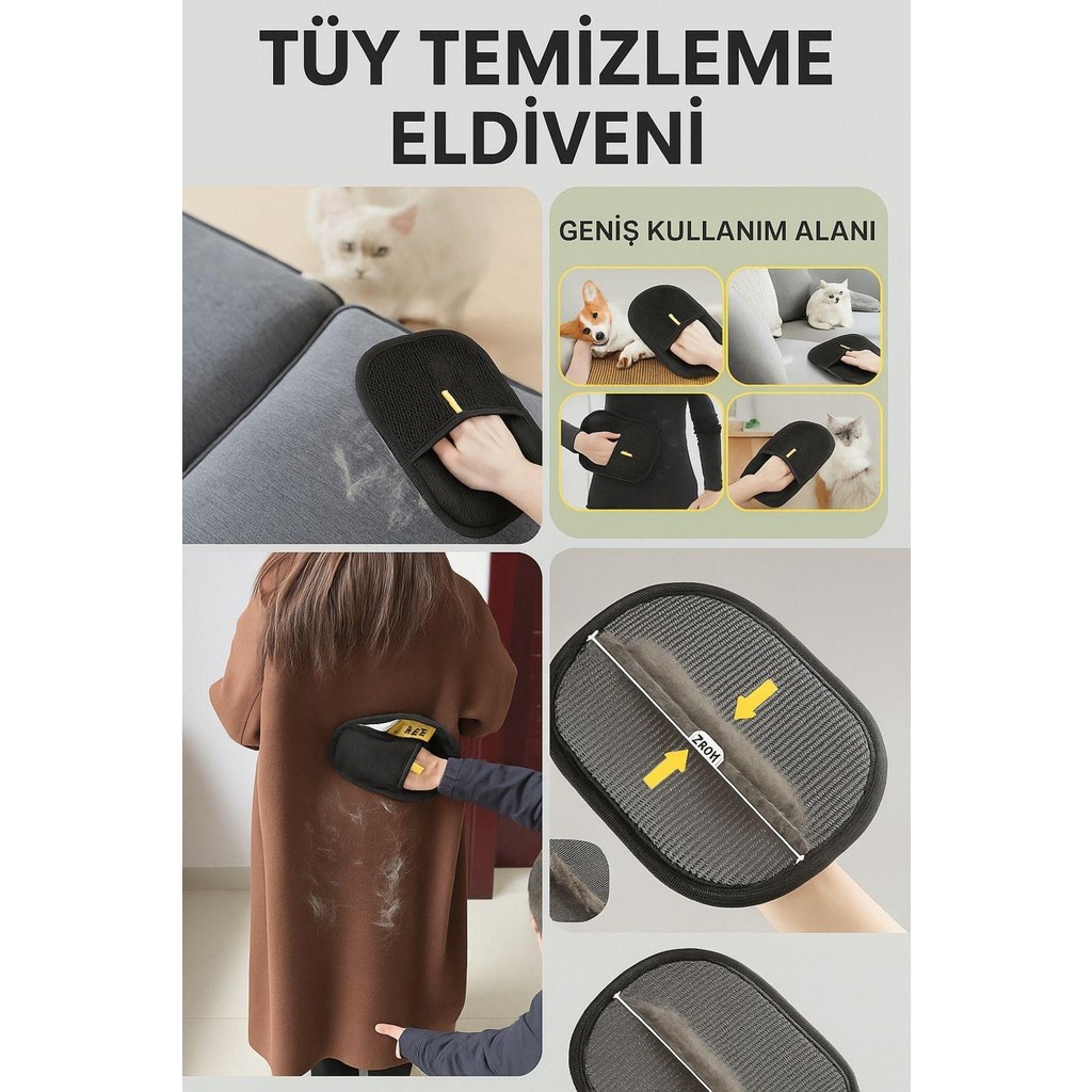 Kedi Köpek Kıyafet Koltuk Tüy,toz,tiftik Toplama Eldiven Yıkanabilir Tüy Temizleme - Siyah - hayır Evcil Hayvan Ürünleri Fiyatı