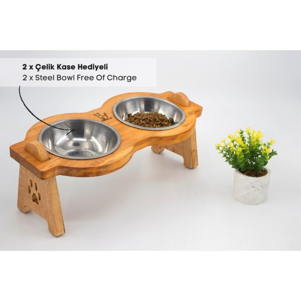 Kedi Köpek Mama Ve Su Kabı-Çelik İki Adet Kase Hediyeli-Gerçek Ahşap-Armut Kiraz-BuShop Mişa Evcil Hayvan Ürünleri Fiyatı