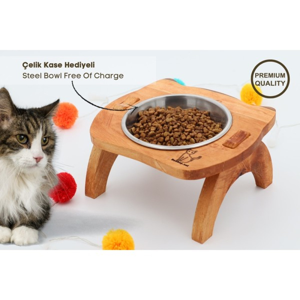 Kedi Köpek Mama Ve Su Kabı-Kaliteli Çelik Bir Adet Kase Hediyeli-Gerçek Ahşap-Armut Kiraz-BuShop Mızmız Evcil Hayvan Ürünleri Fiyatı