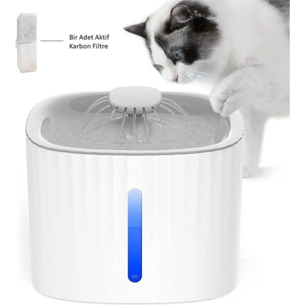 Kedi Köpek Su Pınarı Otomatik Kedi Su Şelalesi, LED Işıklı Kedi Su Sebili, Ultra Sessiz 3 Litre - Beyaz Evcil Hayvan Ürünleri Fiyatı