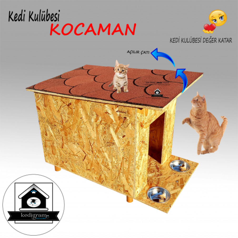 Kedi Kulubesi Kocamanred - Kedi Evi - Shingle Cati Kaplamali Evcil Hayvan Ürünleri Fiyatı