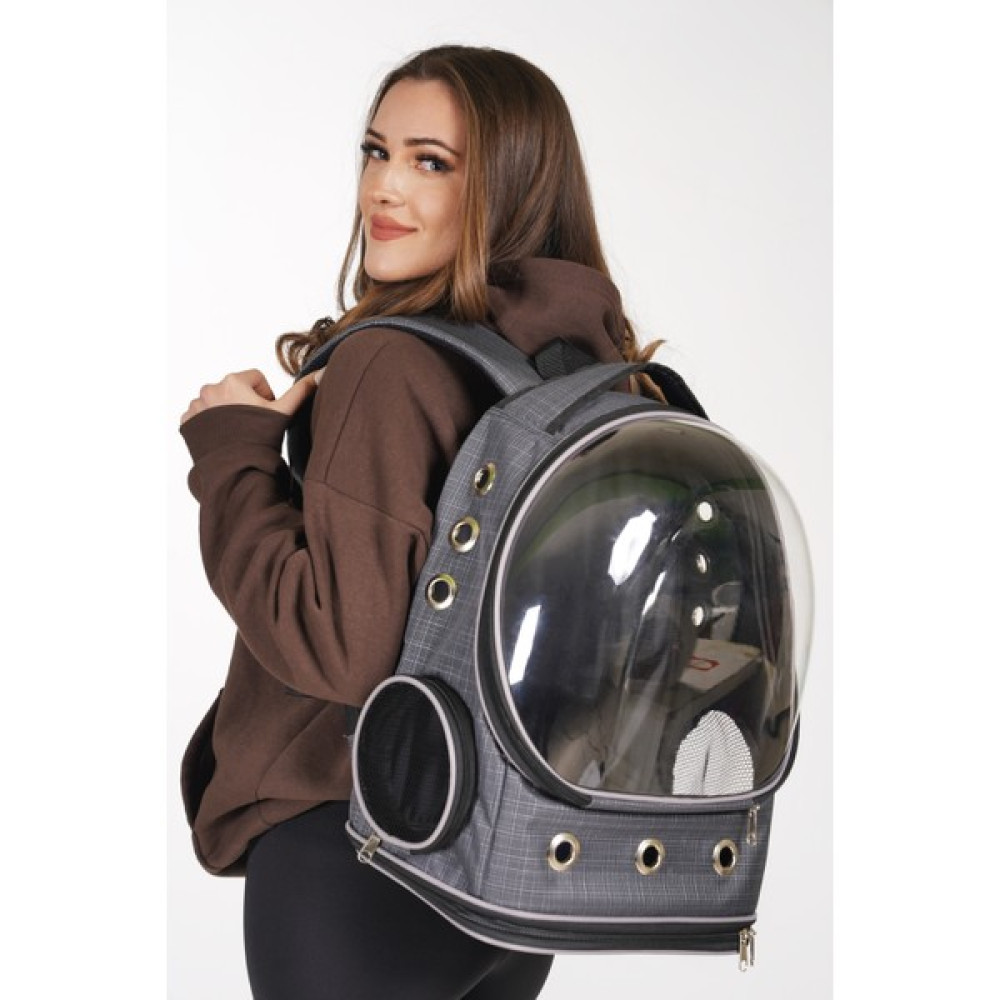 Kedi ve Köpek Taşıma Çantası Premium | Açılır Pencereli Astronot Model - Gri - Siyah Evcil Hayvan Ürünleri Fiyatı