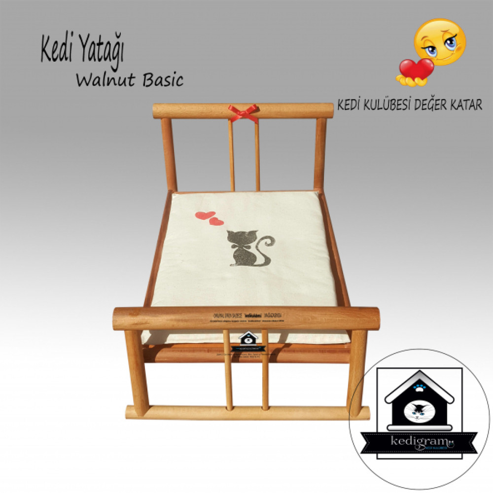 Kedi Yatagi - Ahsap El Sanatlari Kedi Yatagi Walnut Basic - Karyola Yatak Evcil Hayvan Ürünleri Fiyatı