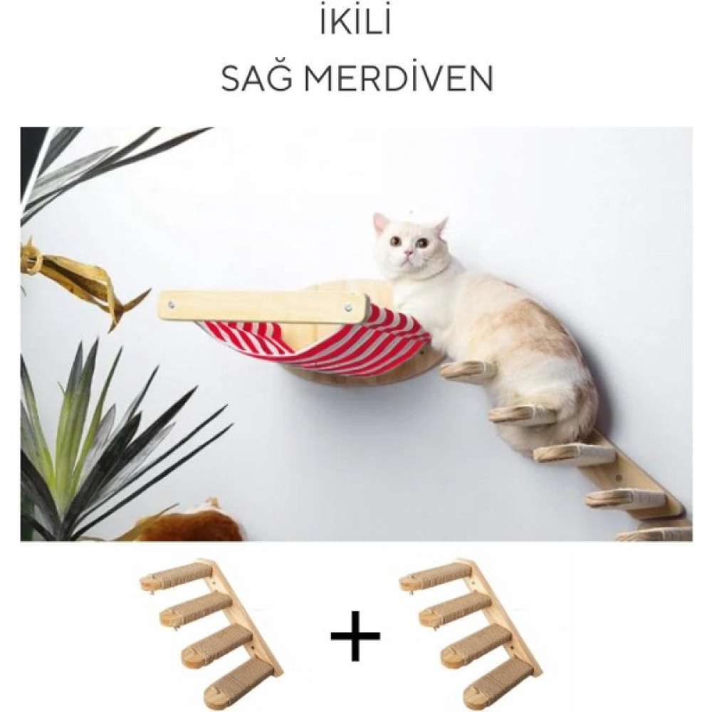 Kedi Yatağı, Kedi Yuvası, ve Kedi duvar yatağı, Kedi merdiveni, 2 adet Sağ Tip Kedi Tırmanma Merdiveni, 3lü Ahşap Set, BuShop Red Zebra Serisi Evcil Hayvan Ürünleri Fiyatı
