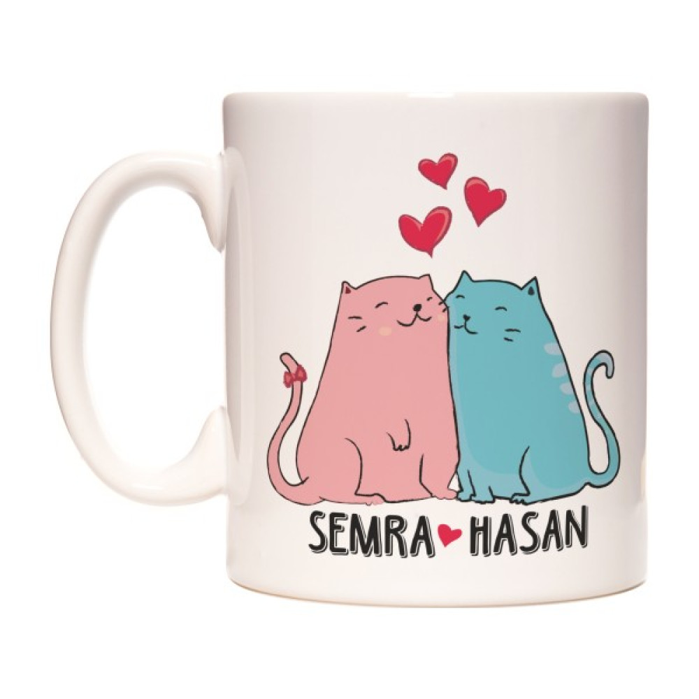 Kedili Sevgiliye Kişiye İsme Özel Kedi Kupa Bardak Fincan / Bardak / Kahve Takımı Fiyatı