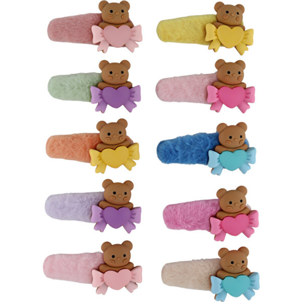 Keeba Keeba, Pelüş Toka Seti, Pelüş Çıtçıtlı Toka, Ayıcıklı Pelüş Toka Seti, 10LU Set Toka, Taç & Saç Bandı Fiyatı