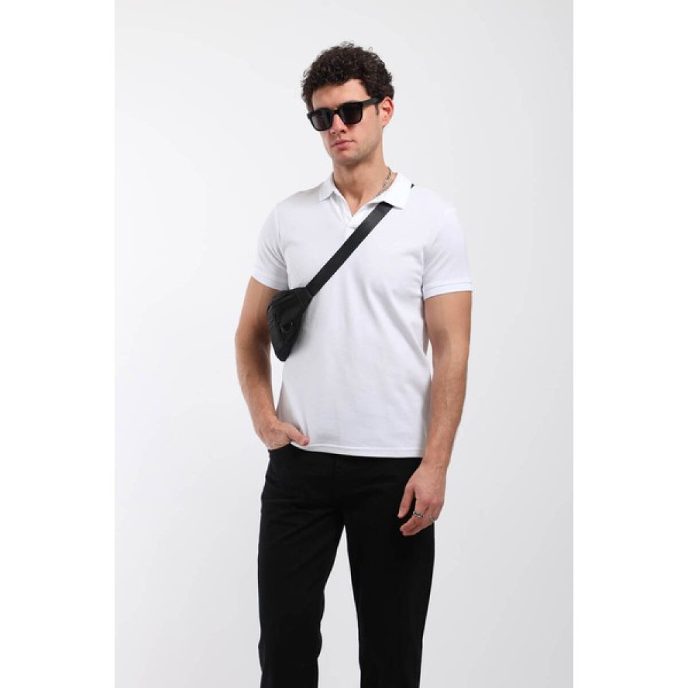 Keep Out Erkek Düğmesiz Polo Yaka Tişört Beyaz Erkek T-shirt Fiyatı