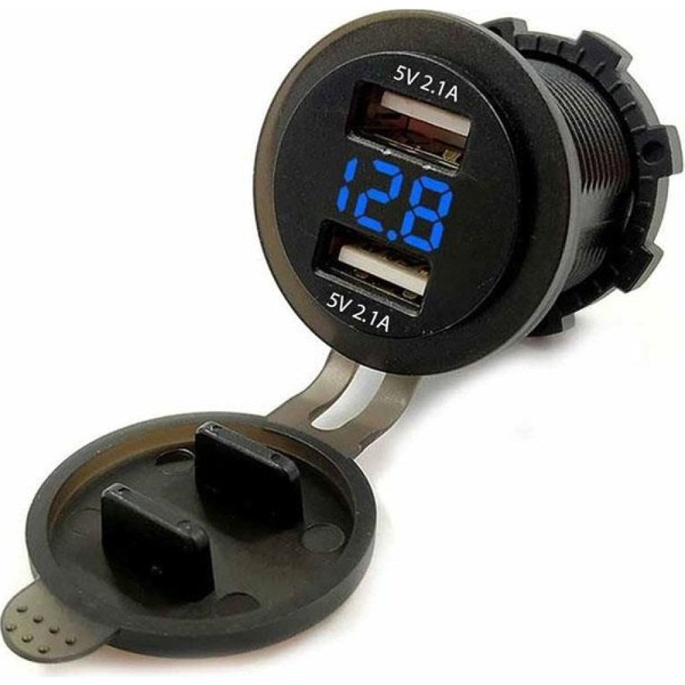 Keepro 5V 2.1A Çift USB Araç Şarj Cihazı + dijital voltmetre - Mavi Cep Telefonu Araç Kiti Fiyatı