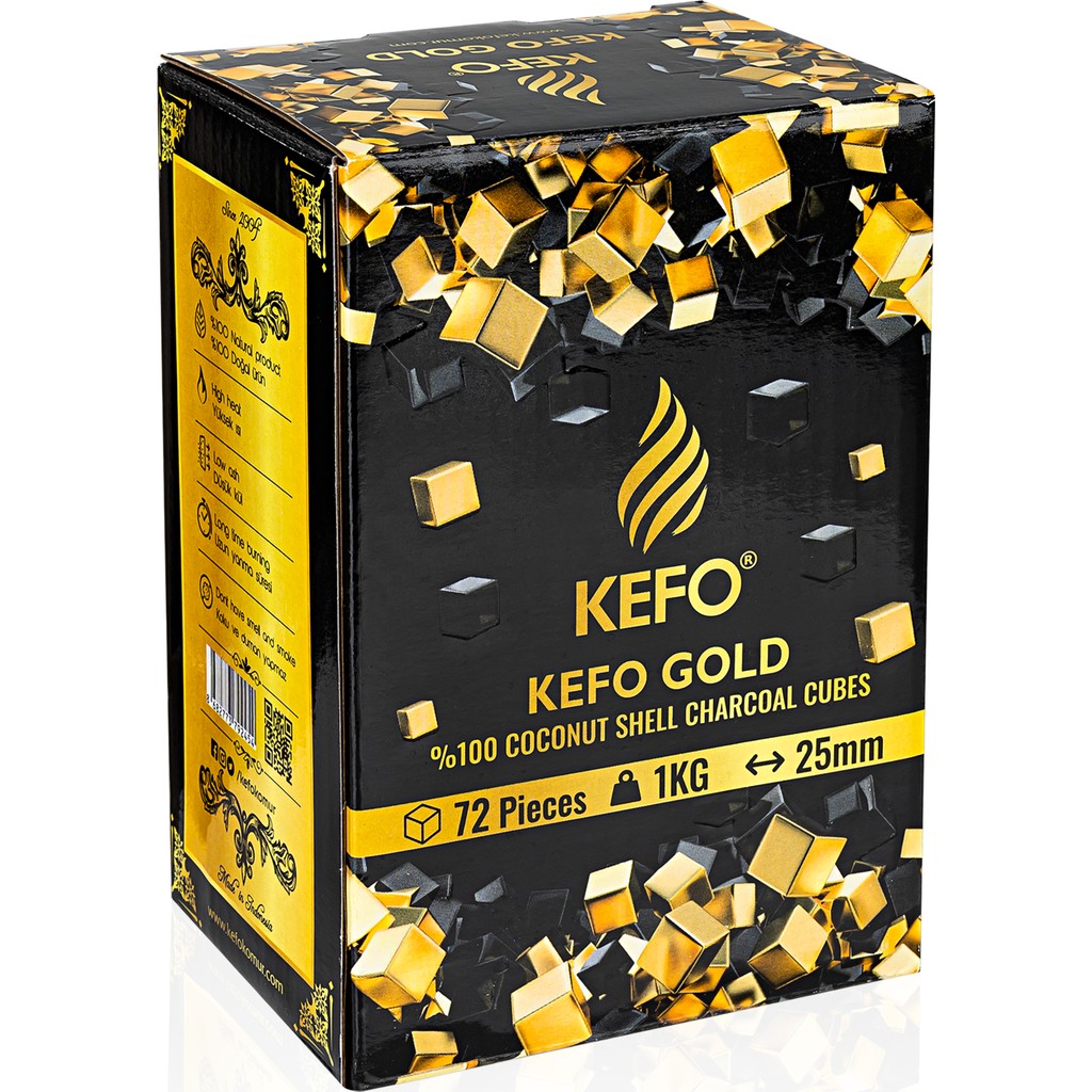 Kefo Gold %100 Hindistan Cevizi Nargile Kömürü 1KG 72 Adet 25mm Boyutunda Yüksek Isı Diğer Fiyatı