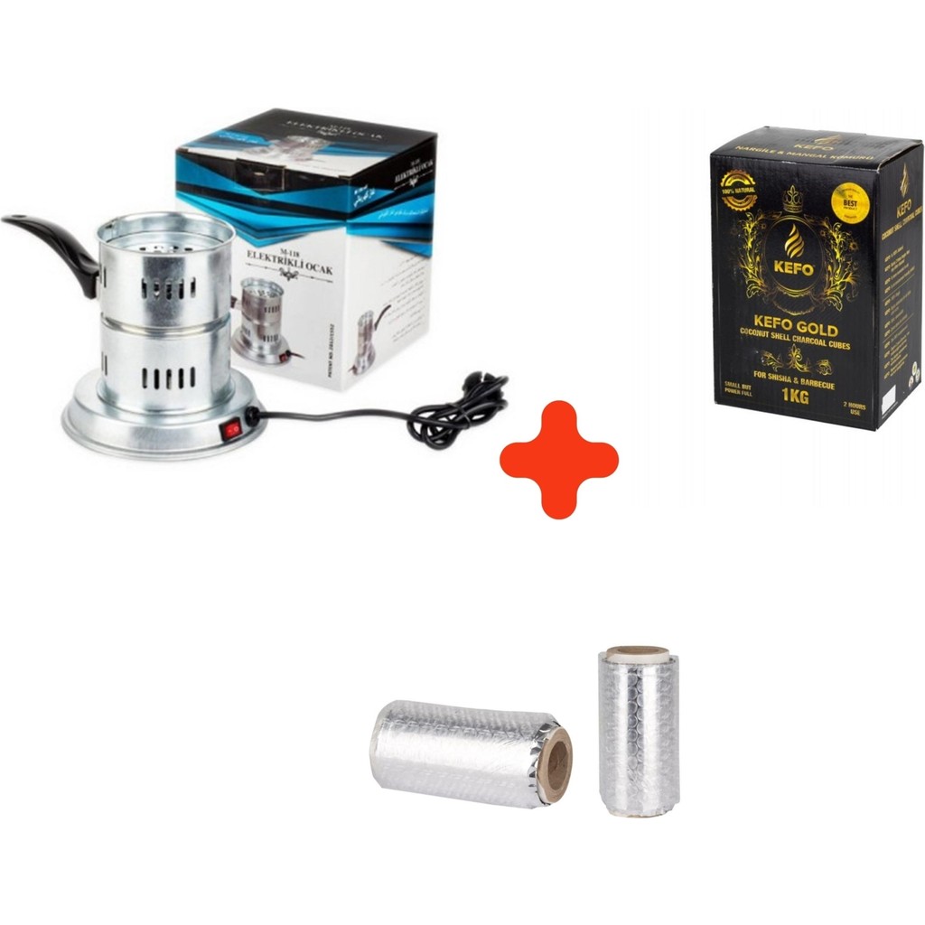 Kefo Patentli Galvaniz Elektrikli Ocak 600W + 1 kg Kefo Gold Nargile Kömürü + Rulo Folyo Diğer Fiyatı