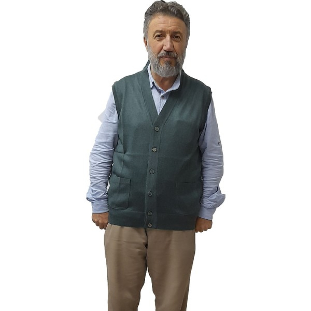 Kehila Erkek Haki Baba Yeleği Önden Zarif Düğmeli Klasik Çift Cepli Rahat Kesim Ince Yün Triko Erkek Yelek Fiyatı